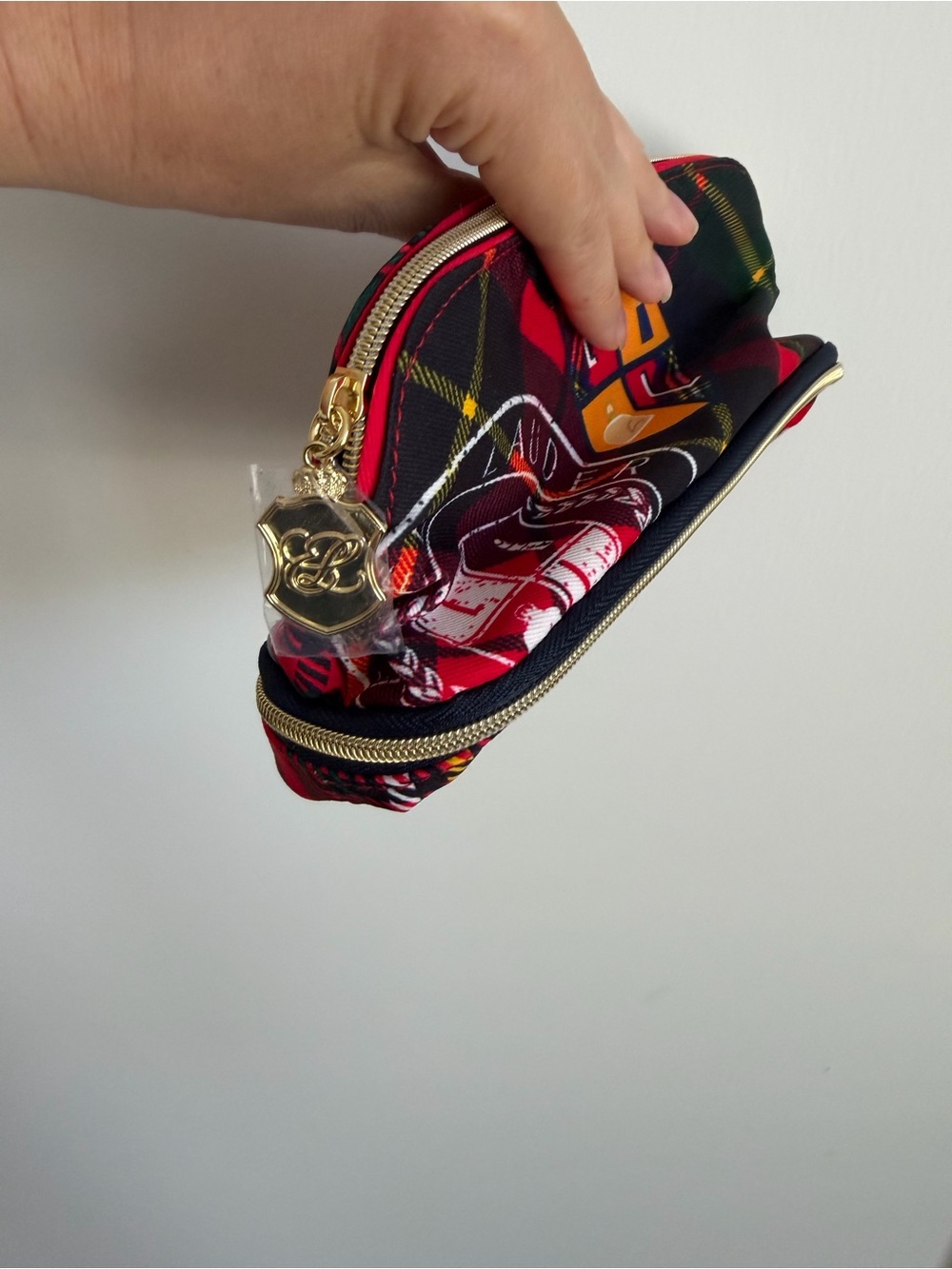 Estee Lauder Red Plaid Cosmetic Zip Pouch